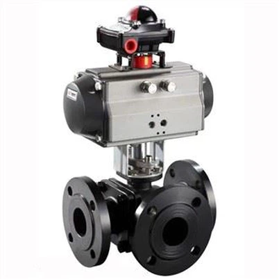 Vanne à boisseau sphérique pneumatique à trois voies